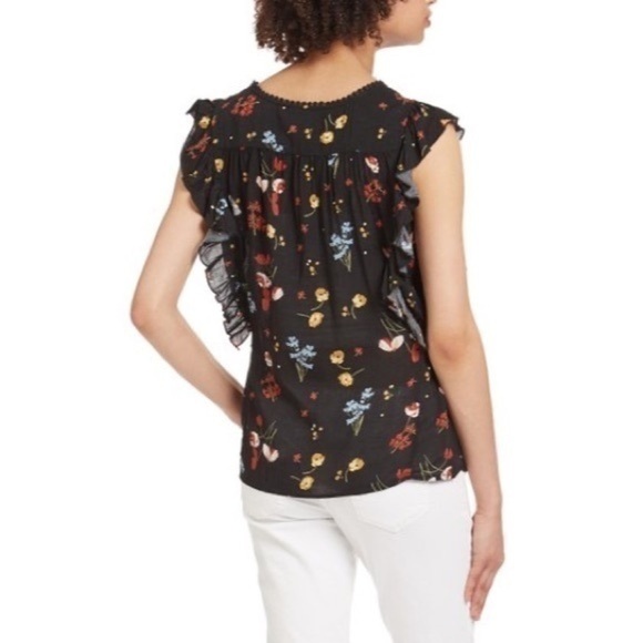 Nanette By Nanette Lepore • Floral Black Yellow Ruffle Blouse - Picture 2 of 7